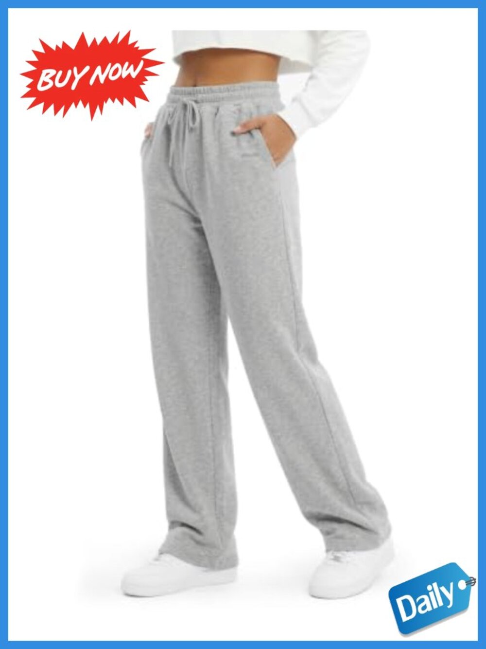 Tall Wide Leg Sweatpants for Women Cotton Blend 32 34 Inseam Pockets